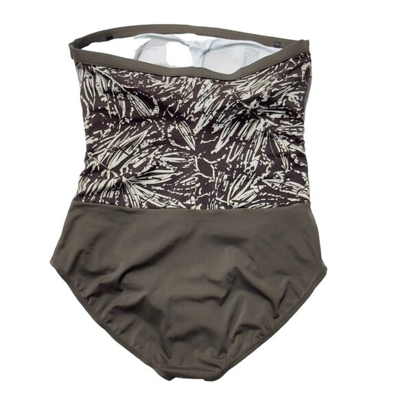 JANTZEN CLASSIC Women's Swimsuit 1-Piece Nylon Brown Floral Breathable Size 14 - Picture 5 of 9